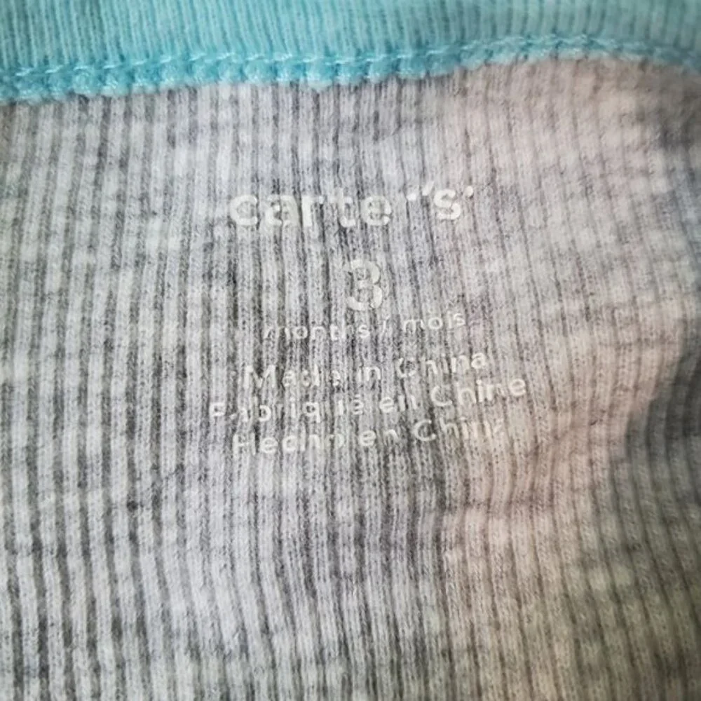 Bundle Carter's Footie Romper pajama & 2 Bodysuits‎ 3 Months snap blue gray